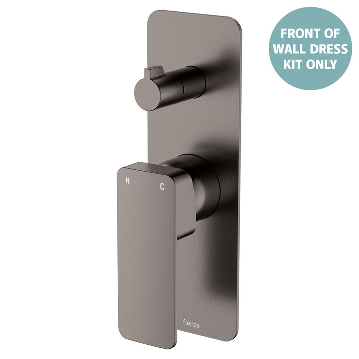 Tono Wall Diverter Mixer Dress Kit, Rectangular Plate - Trim Kit Only - Gun Metal
