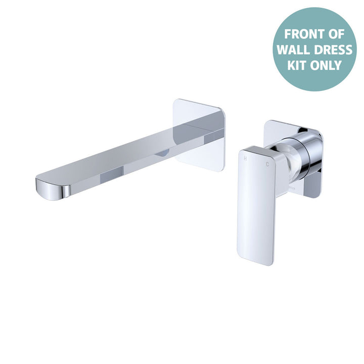 Tono Basin/Bath Wall Mixer Dress Kit, Small Square Plates, 200mm - Trim Kit Only - Chrome
