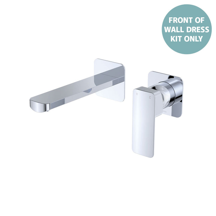 Tono Basin/Bath Wall Mixer Dress Kit, Small Square Plates, 160mm - Trim Kit Only - Chrome