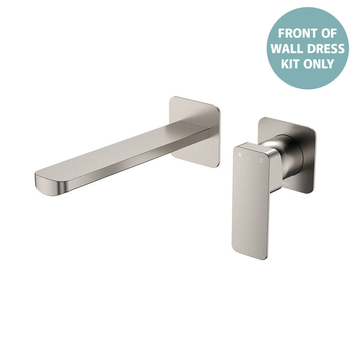 Tono Basin/Bath Wall Mixer Dress Kit, Small Square Plates, 200mm - Trim Kit Only - Brushed Nickel