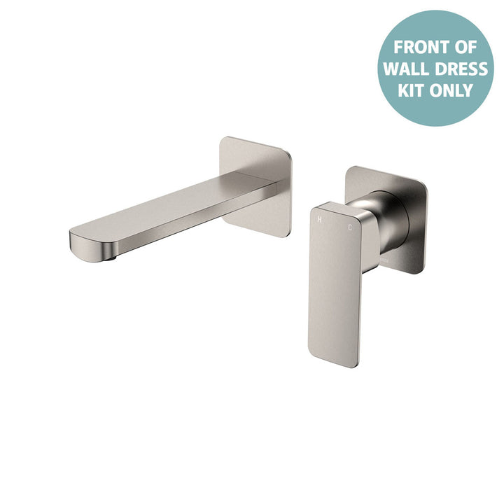 Tono Basin/Bath Wall Mixer Dress Kit, Small Square Plates, 160mm - Trim Kit Only - Brushed Nickel