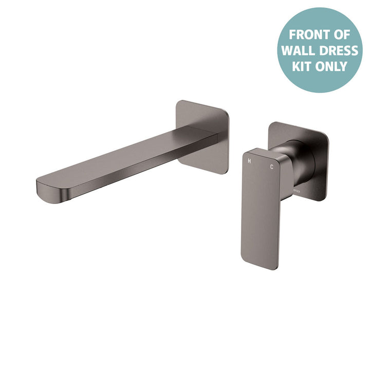 Tono Basin/Bath Wall Mixer Dress Kit, Small Square Plates, 200mm - Trim Kit Only - Gun Metal