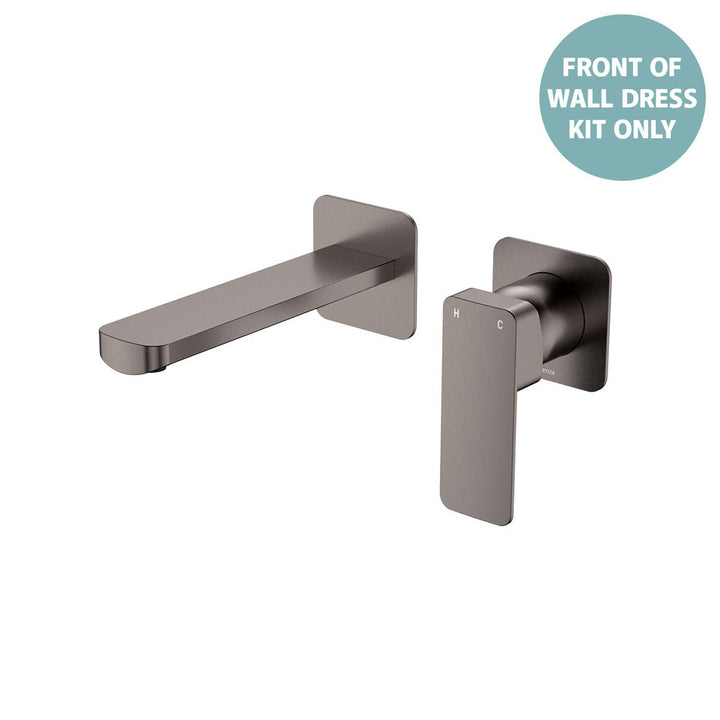 Tono Basin/Bath Wall Mixer Dress Kit, Small Square Plates, 160mm - Trim Kit Only - Gun Metal