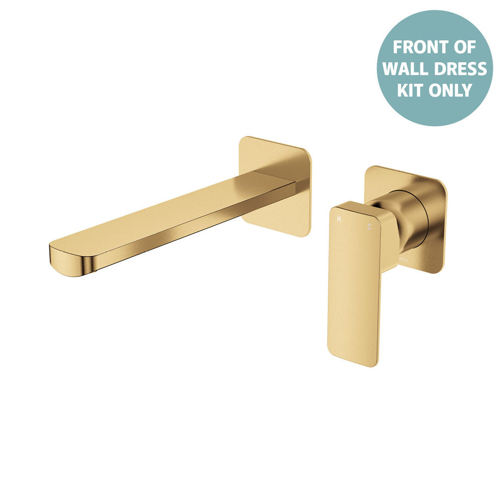 Tono Basin/Bath Wall Mixer Dress Kit, Small Square Plates, 200mm - Trim Kit Only - Urban Brass