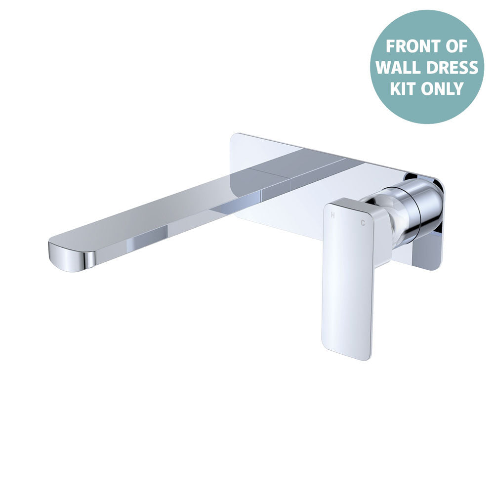 Tono Wall Basin/Bath Mixer Set Dress Kit, Rectangular Plate, 200mm Outlet - Trim Kit Only - Chrome