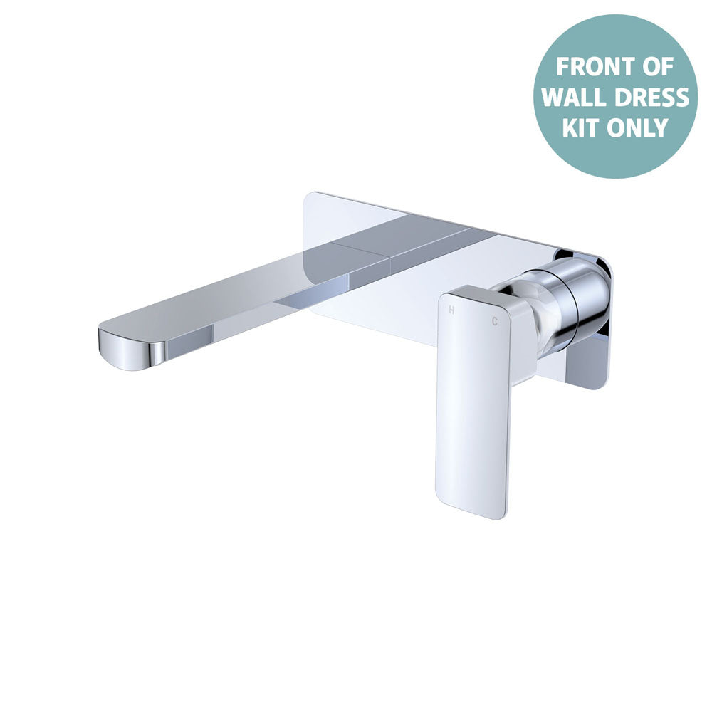 Tono Wall Basin/Bath Mixer Set Dress Kit, Rectangular Plate, 160mm Outlet - Trim Kit Only - Chrome