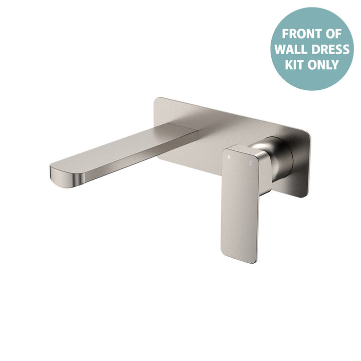 Tono Wall Basin/Bath Mixer Set Dress Kit, Rectangular Plate, 160mm Outlet - Trim Kit Only - Brushed Nickel