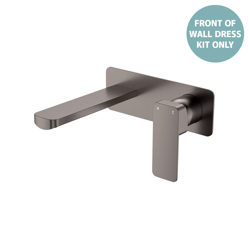 Tono Wall Basin/Bath Mixer Set Dress Kit, Rectangular Plate, 160mm Outlet - Trim Kit Only - Gun Metal