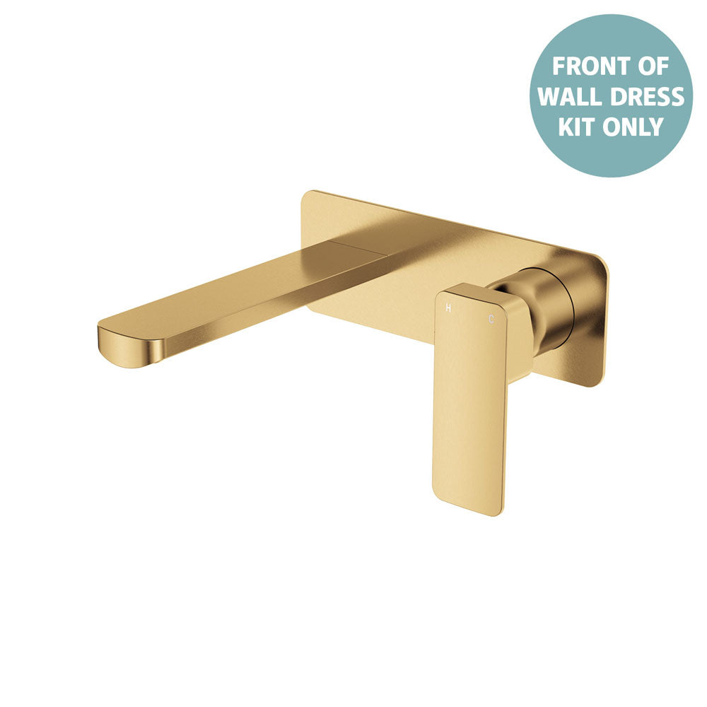 Tono Wall Basin/Bath Mixer Set Dress Kit, Rectangular Plate, 160mm Outlet - Trim Kit Only - Urban Brass