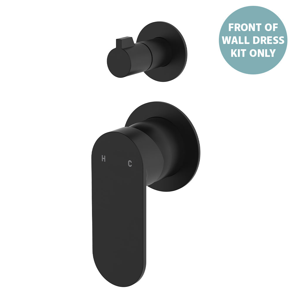 Empire Slim Wall Diverter Mixer Dress Kit, Small Round Plates, Vertical - Trim Kit Only - Matte Black