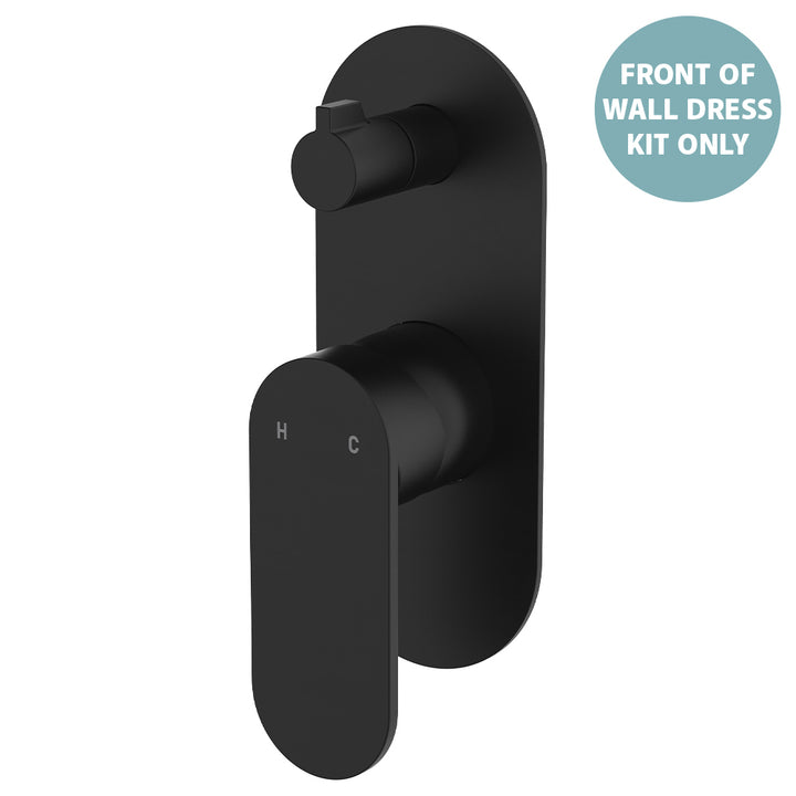 Empire Slim Wall Diverter Mixer Dress Kit, Large Oval Plate, Vertical - Trim Kit Only - Matte Black
