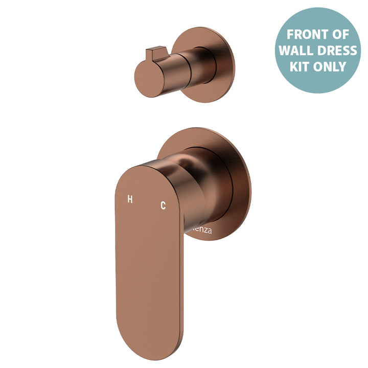 Empire Slim Wall Diverter Mixer Dress Kit, Small Round Plates, Vertical - Trim Kit Only - Brushed Copper