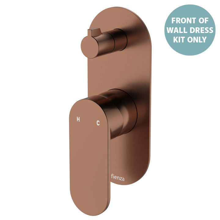 Empire Slim Wall Diverter Mixer Dress Kit, Large Oval Plate, Vertical - Trim Kit Only - Brushed Copper