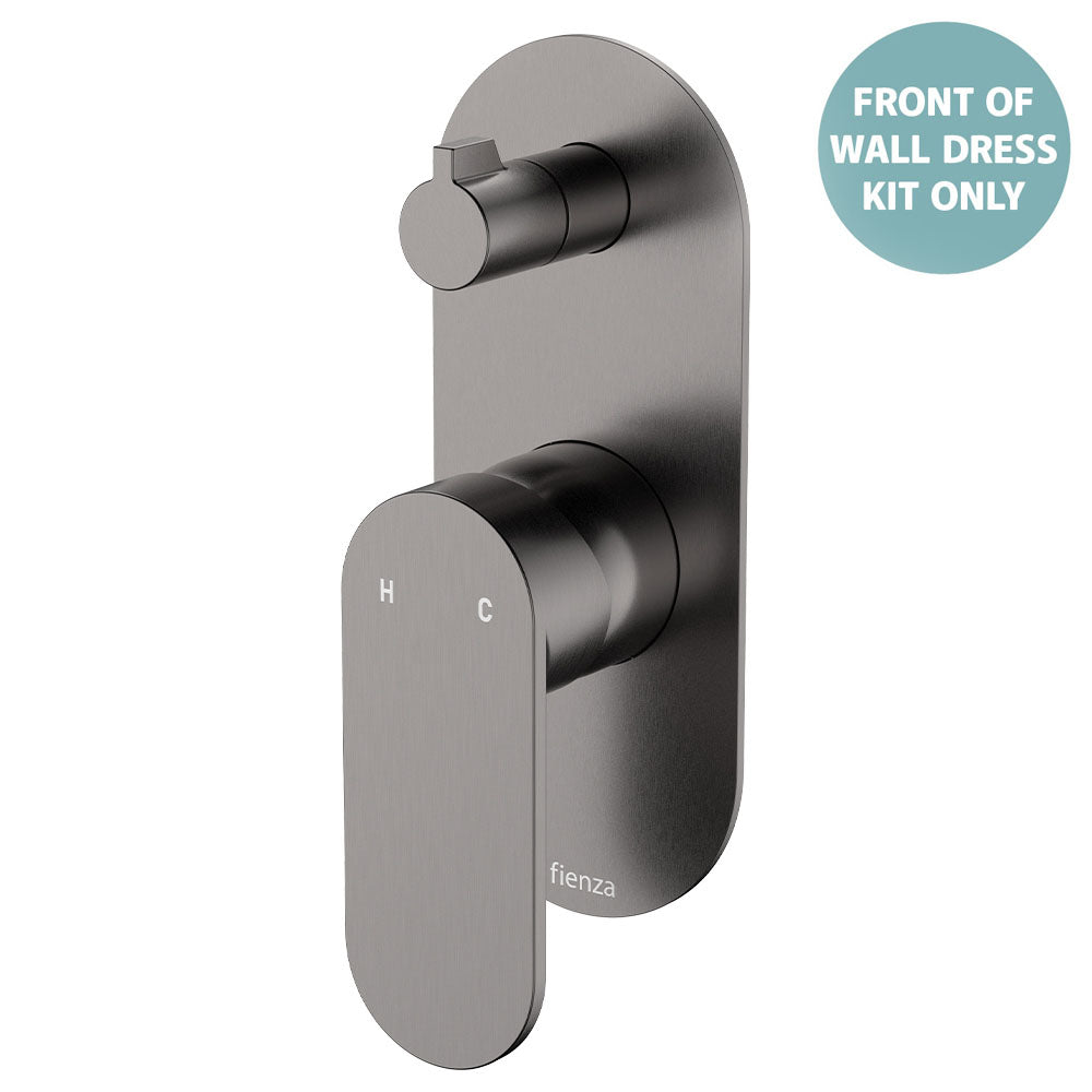 Empire Slim Wall Diverter Mixer Dress Kit, Small Round Plates, Vertical - Trim Kit Only - Gun Metal