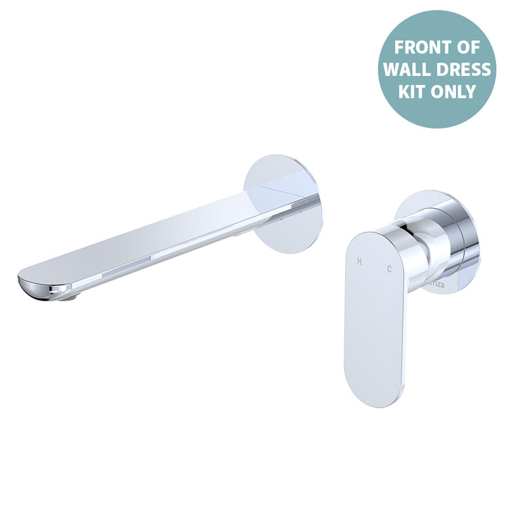 Empire Slim Basin/Bath Wall Mixer Set Dress Kit, Round Plates, 200mm Outlet - Trim Kit Only - Chrome