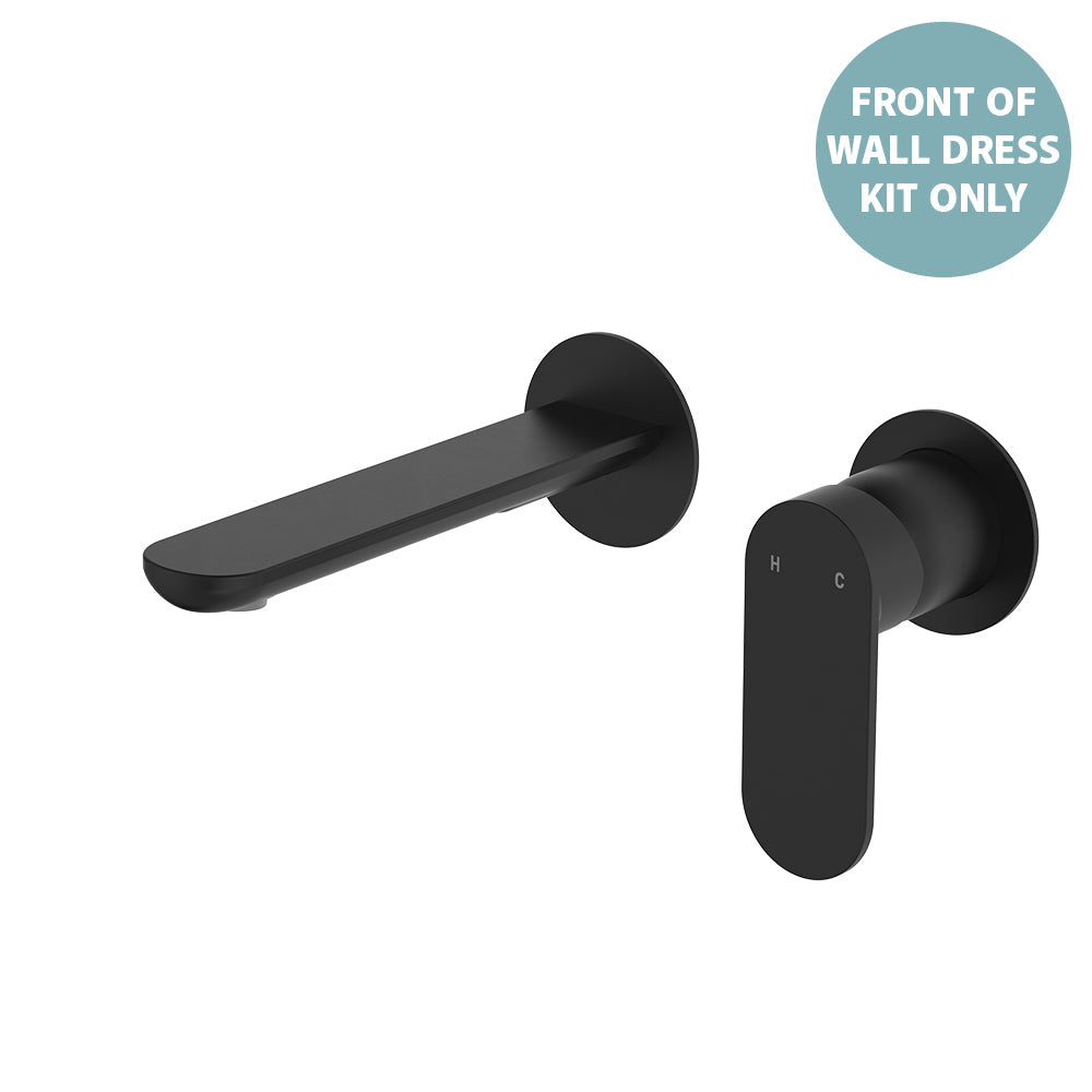Empire Slim Basin/Bath Wall Mixer Set Dress Kit, Round Plates, 160mm Outlet - Trim Kit Only - Matte Black