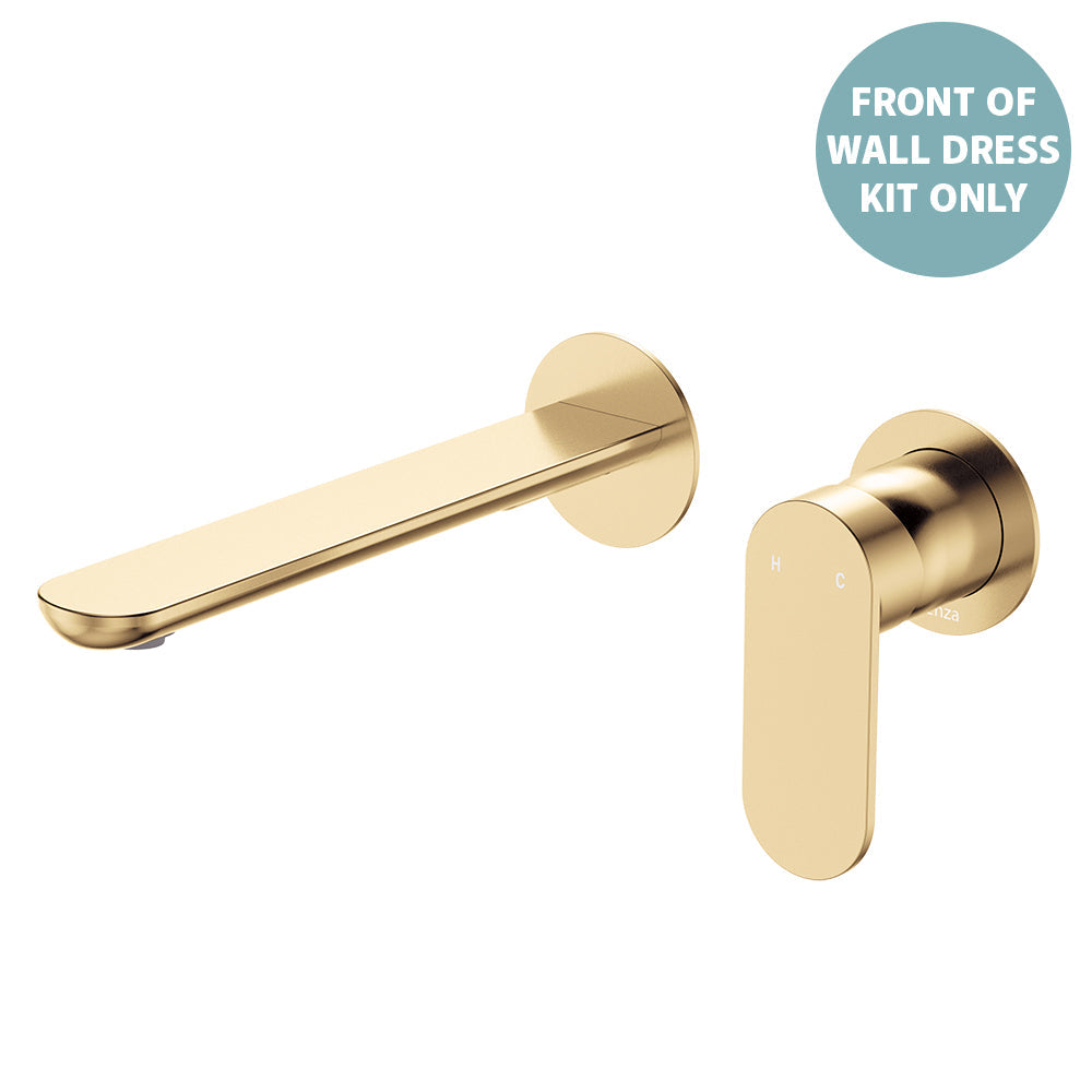 Empire Slim Basin/Bath Wall Mixer Set Dress Kit, Round Plates, 200mm Outlet - Trim Kit Only - Urban Brass