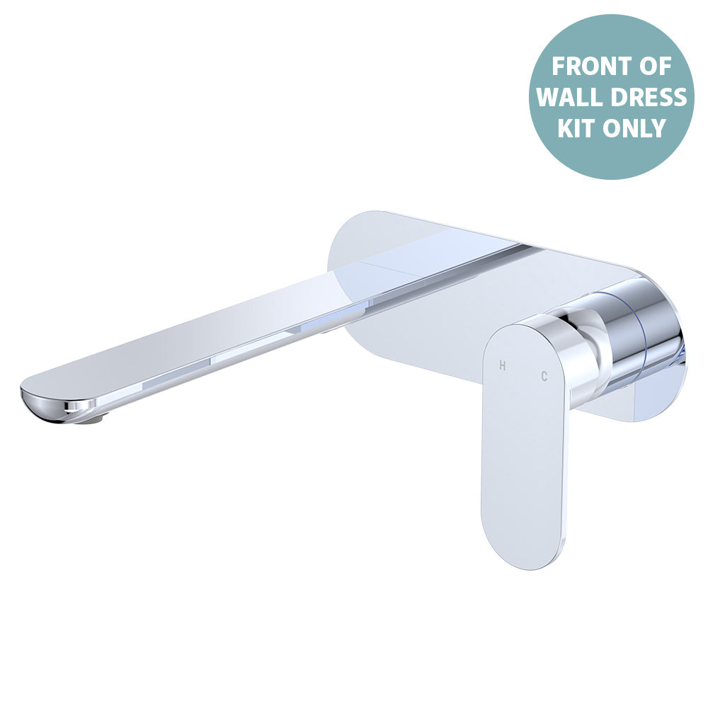 Empire Slim Basin/Bath Wall Mixer Set Dress Kit, Oval Plate, 200mm Outlet - Trim Kit Only - Chrome