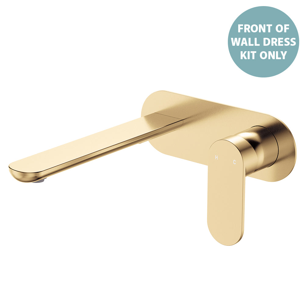 Empire Slim Basin/Bath Wall Mixer Set Dress Kit, Oval Plate, 200mm Outlet - Trim Kit Only - Urban Brass