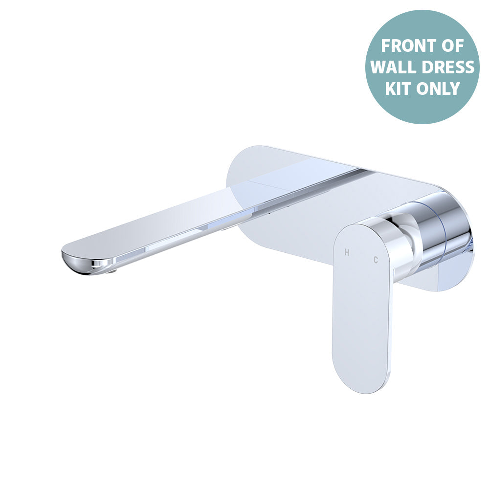 Empire Slim Basin/Bath Wall Mixer Set Dress Kit, Oval Plate, 160mm Outlet - Trim Kit Only - Chrome