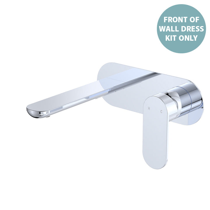 Empire Slim Basin/Bath Wall Mixer Set Dress Kit, Oval Plate, 160mm Outlet - Trim Kit Only - Chrome