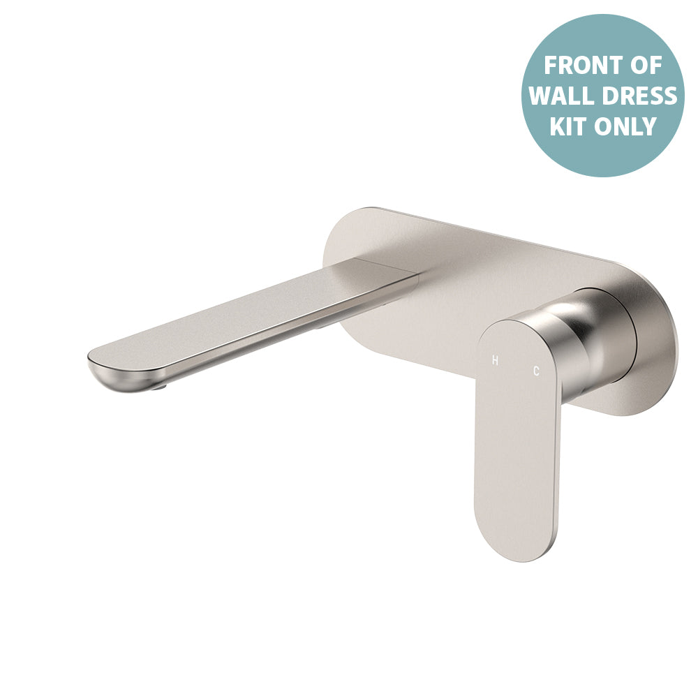 Empire Slim Basin/Bath Wall Mixer Set Dress Kit, Oval Plate, 160mm Outlet - Trim Kit Only - Brushed Nickel