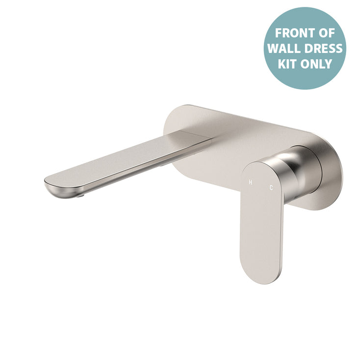 Empire Slim Basin/Bath Wall Mixer Set Dress Kit, Oval Plate, 160mm Outlet - Trim Kit Only - Brushed Nickel