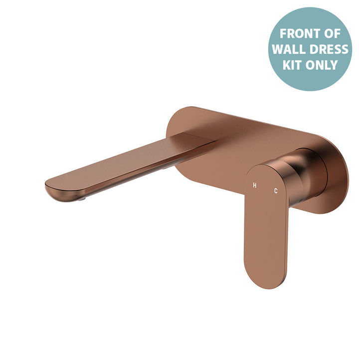 Empire Slim Basin/Bath Wall Mixer Set Dress Kit, Oval Plate, 160mm Outlet - Trim Kit Only - Brushed Copper