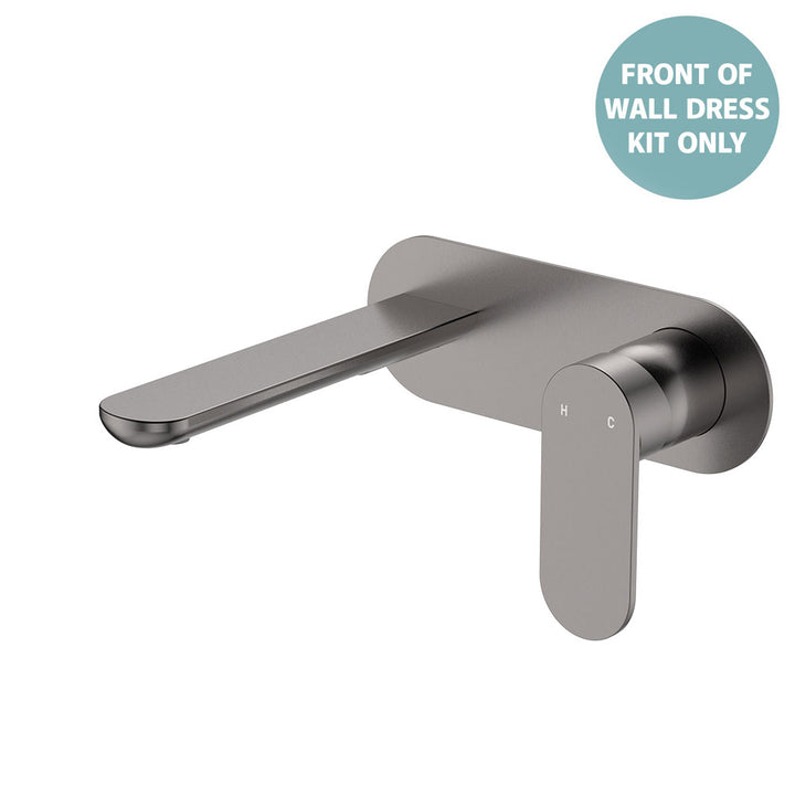 Empire Slim Basin/Bath Wall Mixer Set Dress Kit, Oval Plate, 160mm Outlet - Trim Kit Only - Gun Metal