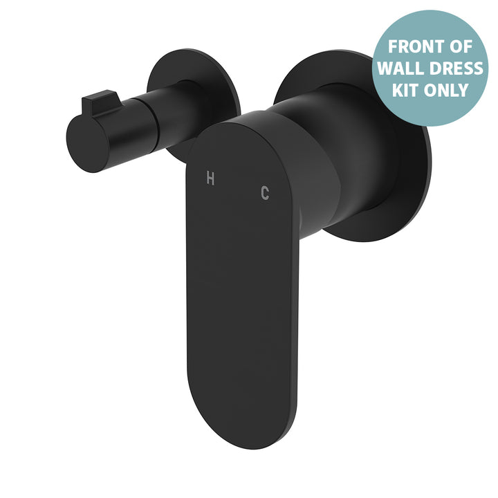 Empire Slim Wall Diverter Mixer Dress Kit, Small Round Plates, Horizontal - Trim Kit Only - Matte Black