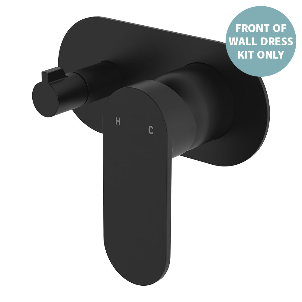 Empire Slim Wall Diverter Mixer Dress Kit, Large Oval Plate, Horizontal - Trim Kit Only - Matte Black