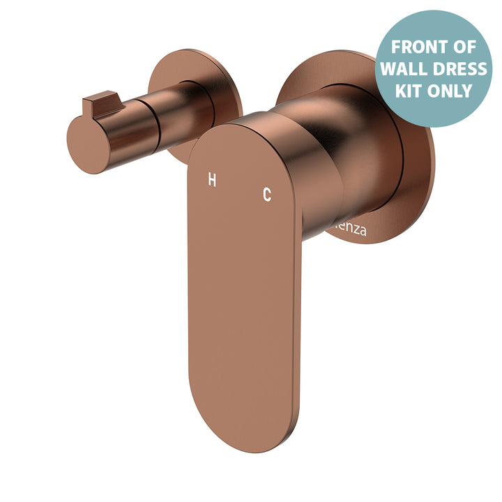 Empire Slim Wall Diverter Mixer Dress Kit, Small Round Plates, Horizontal - Trim Kit Only - Brushed Copper