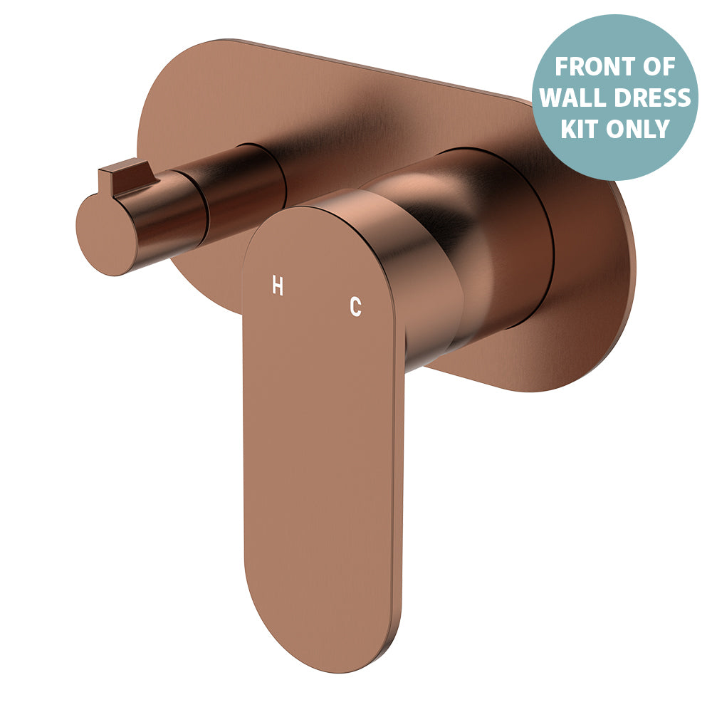 Empire Slim Wall Diverter Mixer Dress Kit, Large Oval Plate, Horizontal - Trim Kit Only - Brushed Copper