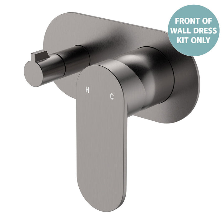 Empire Slim Wall Diverter Mixer Dress Kit, Large Oval Plate, Horizontal - Trim Kit Only - Gun Metal