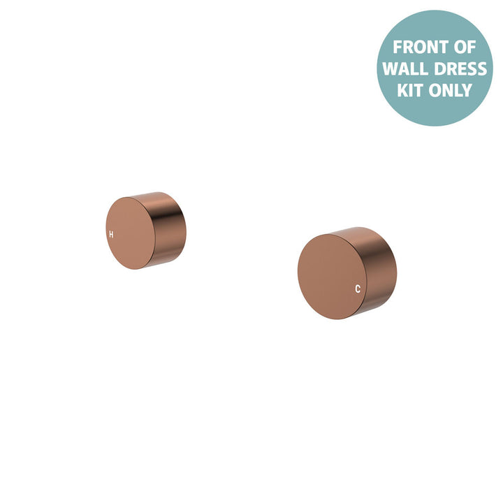 Kaya Round Wall Taps, Dress Kit - Trim Kit Only - Brushed Copper