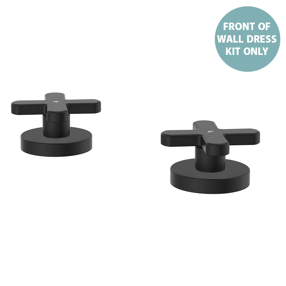 Kaya Hob Set Dress Kit, Cross Taps - Trim Kit Only - Matte Black