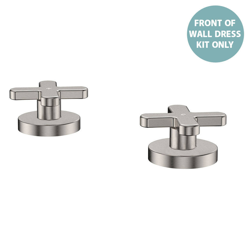 Kaya Hob Set Dress Kit, Cross Taps - Trim Kit Only - Brushed Nickel