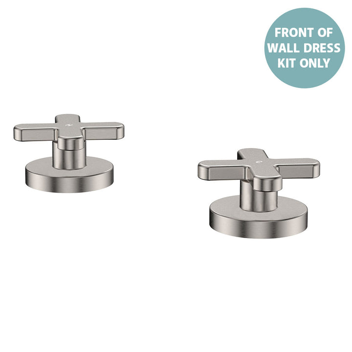 Kaya Hob Set Dress Kit, Cross Taps - Trim Kit Only - Brushed Nickel