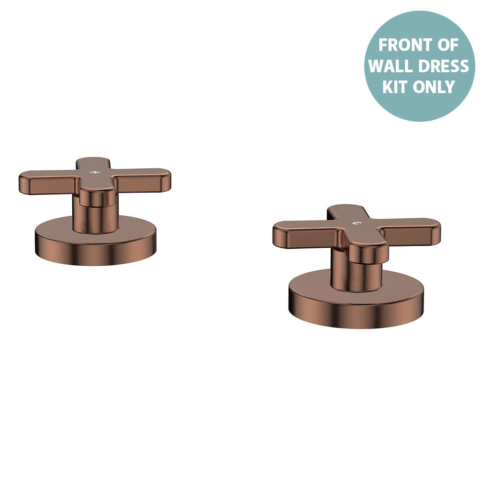 Kaya Hob Set Dress Kit, Cross Taps - Trim Kit Only - Brushed Copper