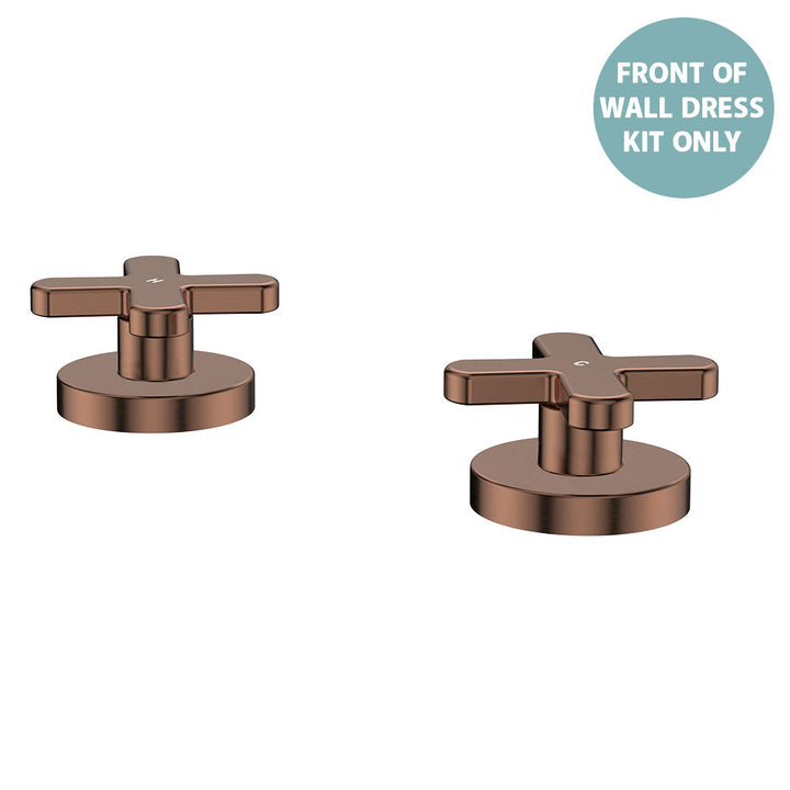 Kaya Hob Set Dress Kit, Cross Taps - Trim Kit Only - Brushed Copper