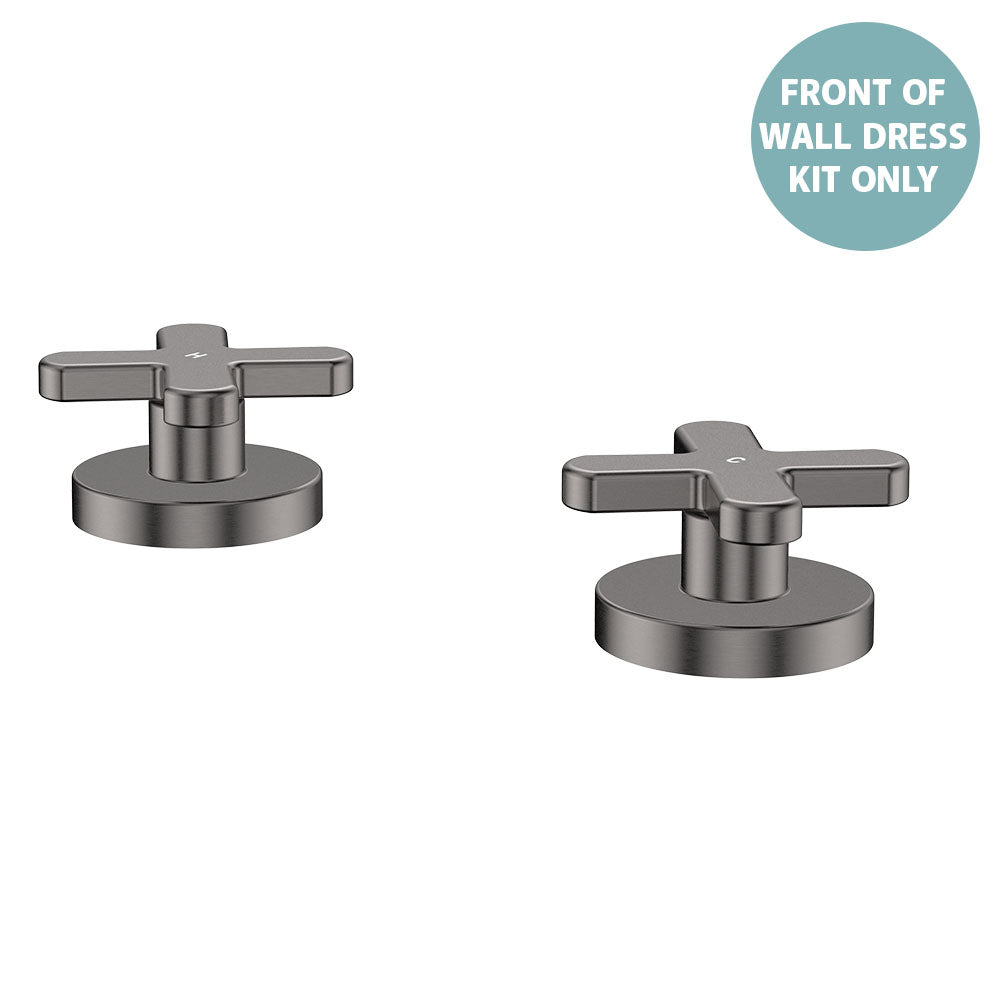 Kaya Hob Set Dress Kit, Cross Taps - Trim Kit Only - Gun Metal