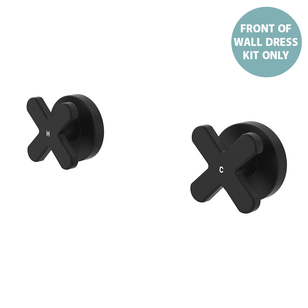 Kaya Wall Set Dress Kit, Cross Taps - Trim Kit Only - Matte Black