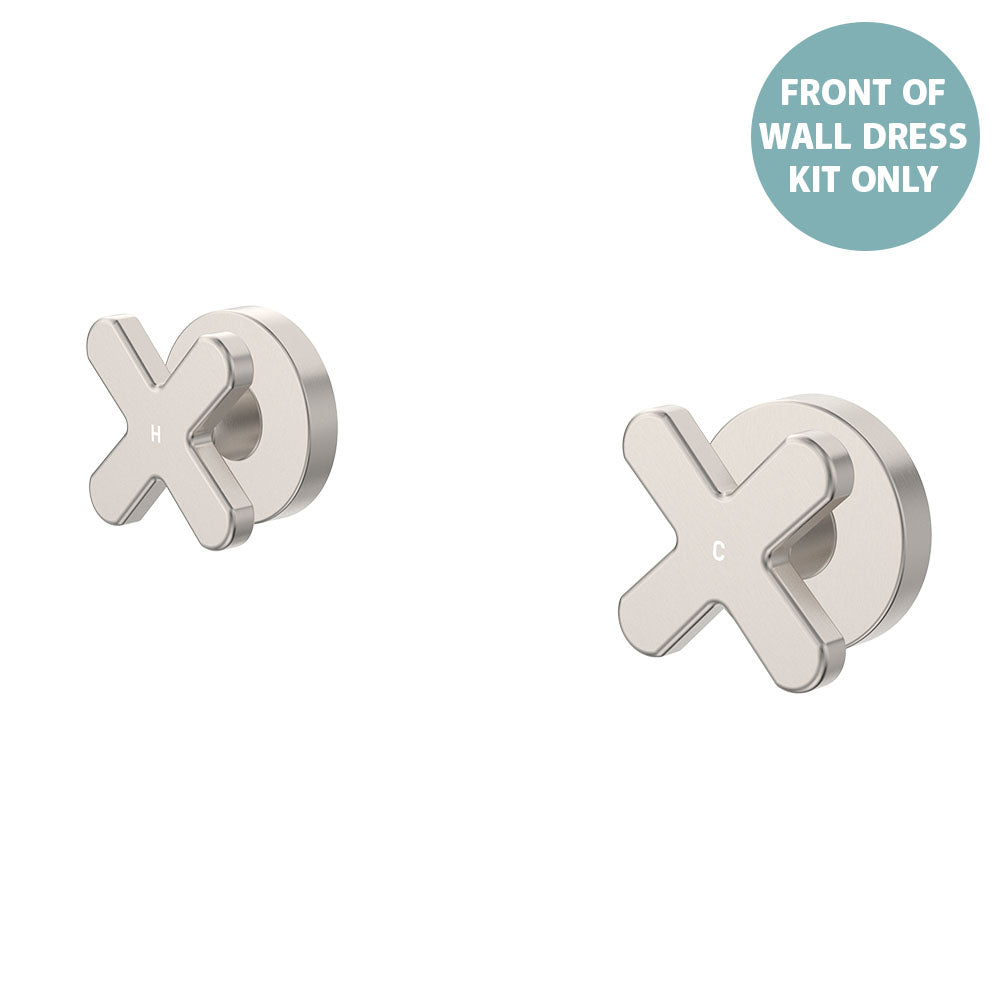 Kaya Wall Set Dress Kit, Cross Taps - Trim Kit Only - Brushed Nickel