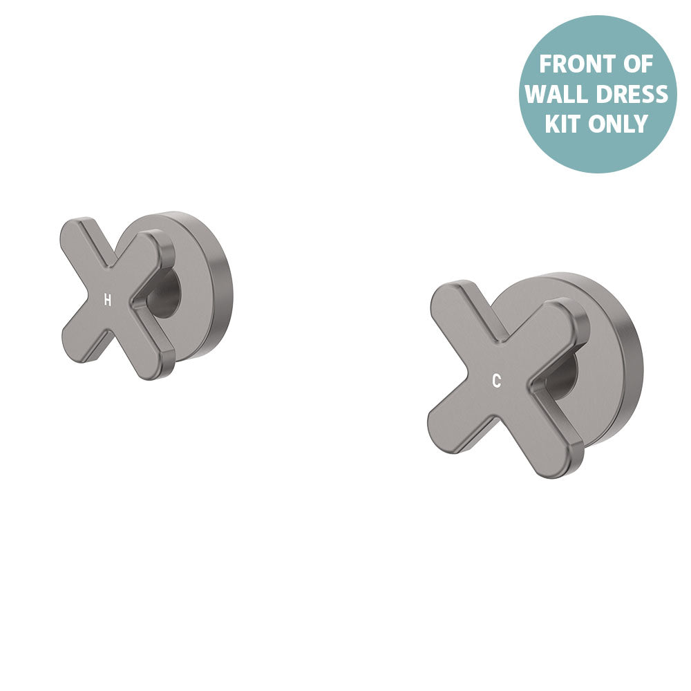Kaya Wall Set Dress Kit, Cross Taps - Trim Kit Only - Gun Metal