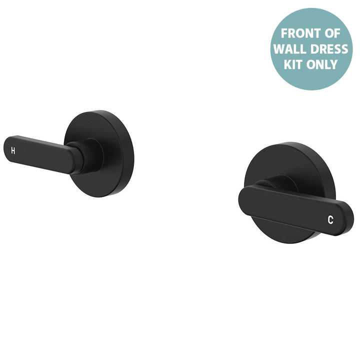 Kaya Wall Set Dress Kit, Lever Taps - Trim Kit Only - Matte Black