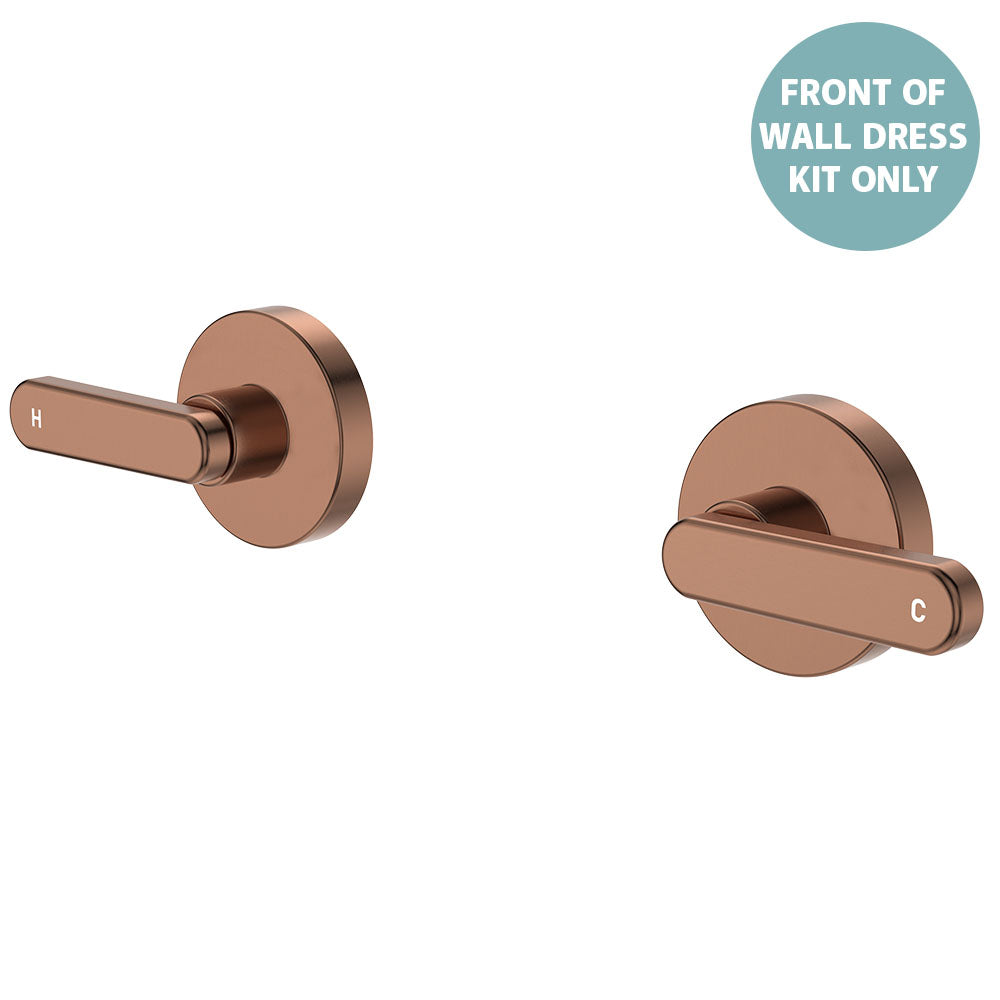 Kaya Wall Set Dress Kit, Lever Taps - Trim Kit Only - Brushed Copper