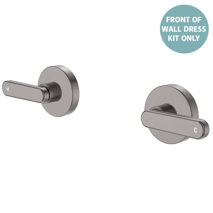 Kaya Wall Set Dress Kit, Lever Taps - Trim Kit Only - Gun Metal
