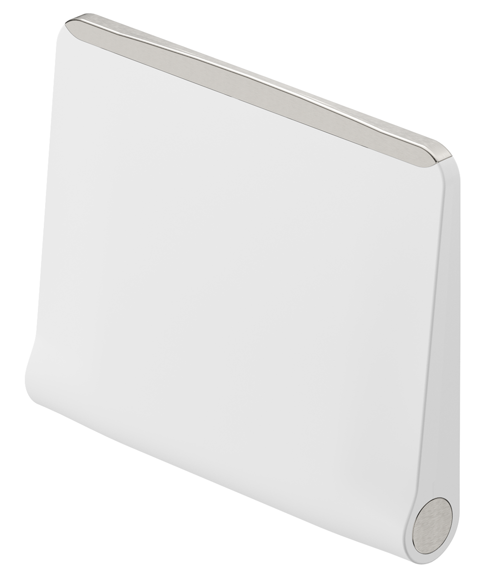Mica Care Folding Shower Seat - Brushed Nickel - front view folded