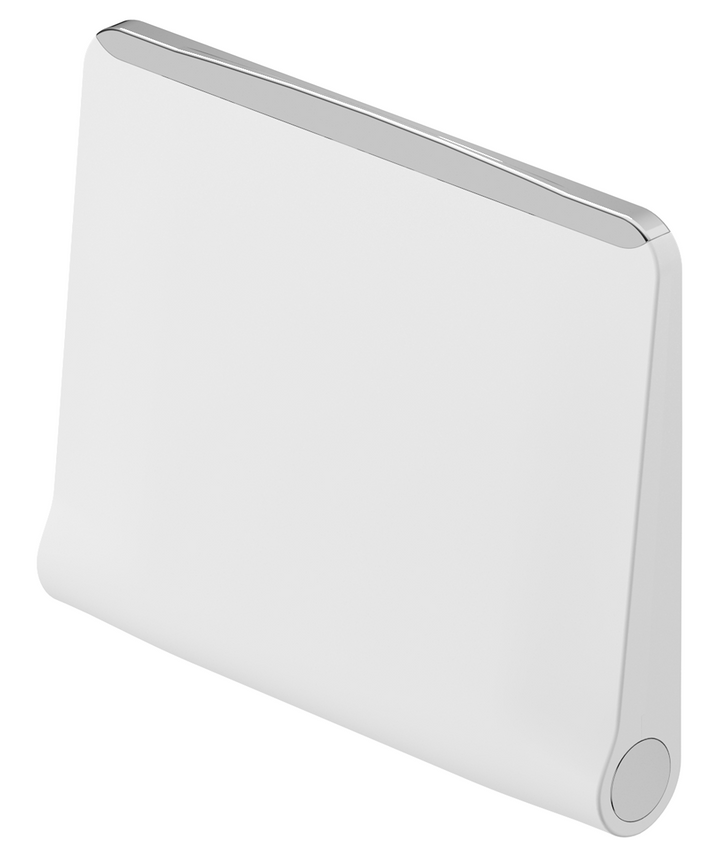 Mica Care Folding Shower Seat - Chrome - front view folded