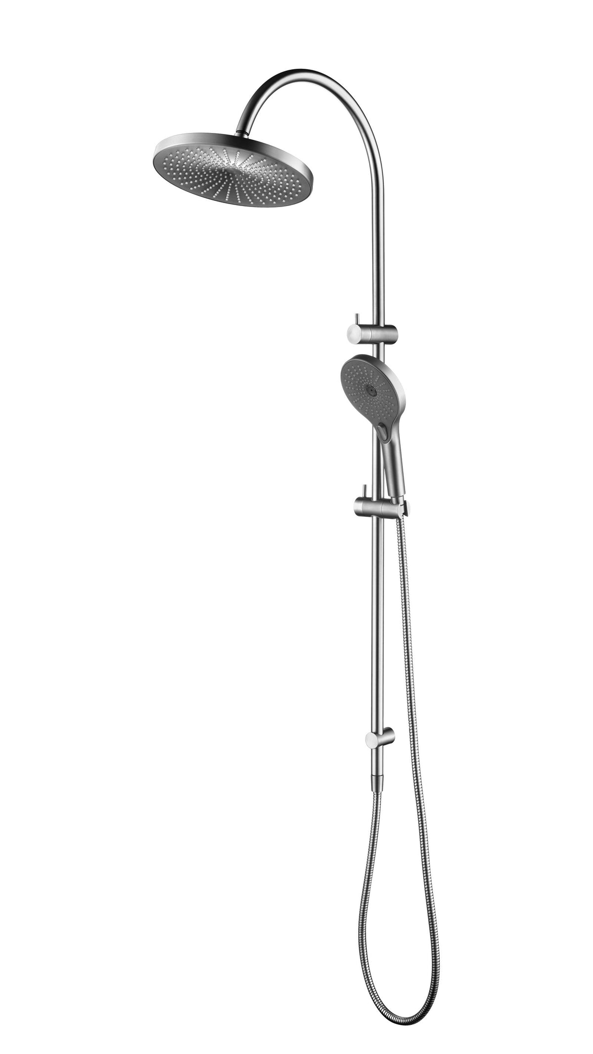 Mica Gooseneck Dual Shower Rail - Brushed Nickel